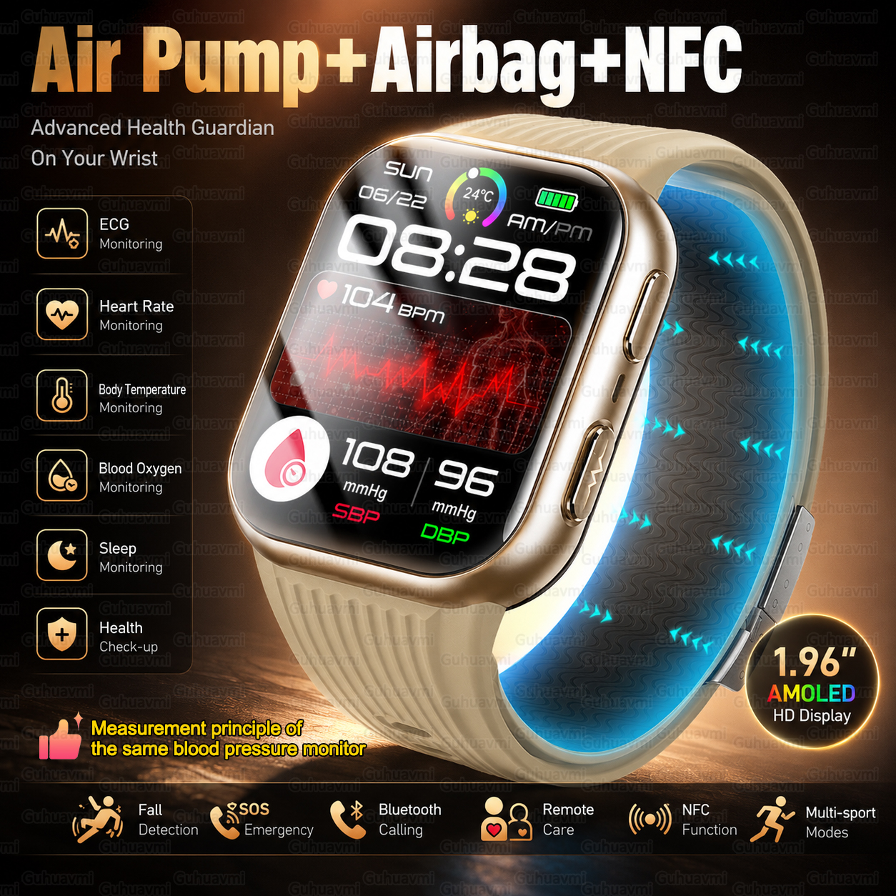 Air Pump Smartwatch Accurate B – Fall Detection Watch recenzja i cena